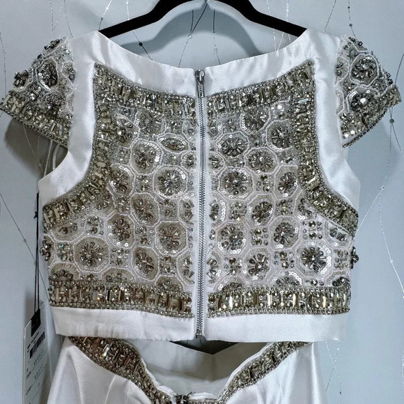 NWT Mac Duggal White Two Piece Formal Pageant Gown $598 - Picture 9 of 10